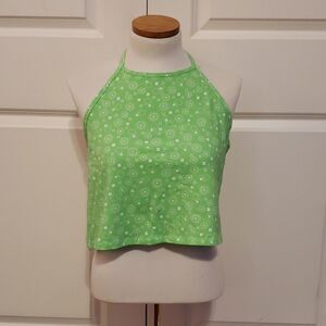 𝅺BP‎ Nordstrom Green Floral Halter Crop Top Size 2X NWOT